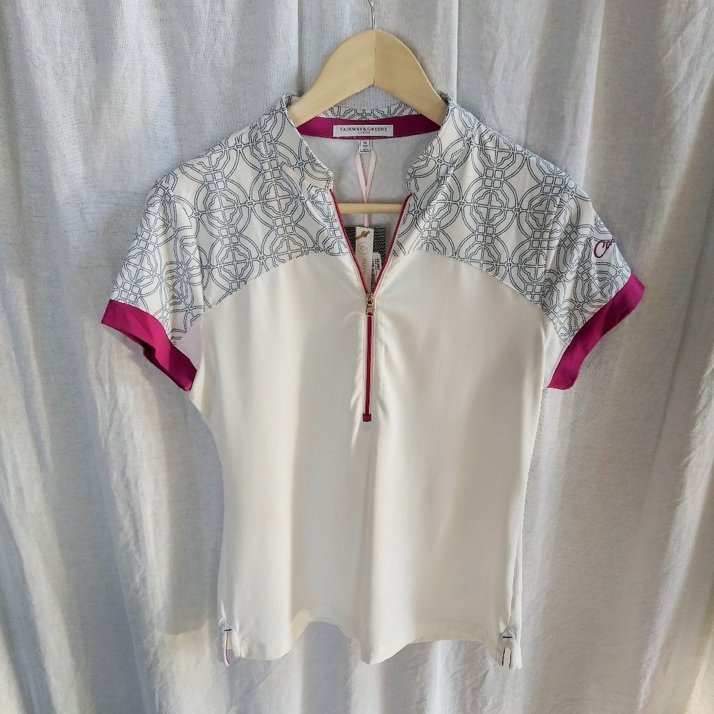 Fairway & Greene ladies Zip Mock neck zip front